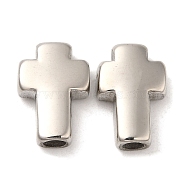 304 Stainless Steel Beads, Cross, Stainless Steel Color, 14~15x10x4mm, Hole: 2.7mm(STAS-F243-01P)