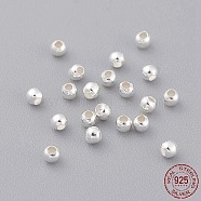 Sterling Silver Spacer Beads, Seamless Round, Silver, 2mm, Hole: 0.7~1mm(X-STER-A010-2mm-239A)