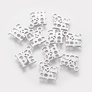 201 Stainless Steel Charms, Inspirational Message Charms, Laser Cut, Word Hope, Stainless Steel Color, 13.5x12x1.2mm, Hole: 1.5mm(STAS-Q201-T124)