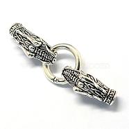 Alloy Spring Gate Rings, O Rings, with Cord Ends, Dragon, Antique Silver, 6 Gauge, 80mm(PALLOY-R089-32AS)