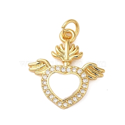 Rack Plating Brass Micro Pave Cubic Zirconia Pendants, Enamel Style, Cadmium Free & Lead Free, Long-Lasting Plated, Heart, Real 18K Gold Plated, 20.5x18.5x3.5mm, Hole: 3mm(KK-P279-04A-G)