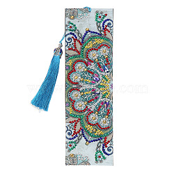 DIY Diamond Painting Kits For Bookmark Making, including Bookmark, Tassel, Resin Rhinestones, Diamond Sticky Pen, Tray Plate and Glue Clay, Rectangle with Mandala Pattern, Flower Pattern, 210x60mm(DIAM-PW0001-206-01)
