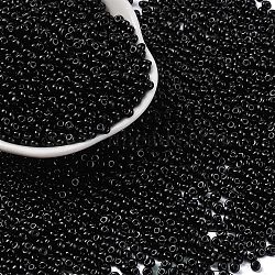 8/0 Baking Paint Glass Seed Beads, Round Hole, Teardrop, Black, 3x2mm, Hole: 1mm, about 18750pcs/pound(SEED-M012-02A-55)
