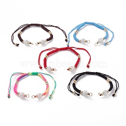 Adjustable Nylon Thread Braided Bracelet Making, with Millefiori Lampwork Beads, Golden Plated Brass Beads and 304 Stainless Steel Jump Rings, Mixed Color, 6 inch(15.3cm)~11-1/2 inch(29.3cm) (AJEW-JB00851)