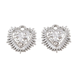 304 Stainless Steel Charms, Heart with Sunburst Shape Charms, Stainless Steel Color, 14.5x14.5x2.5mm, Hole: 1.8mm(STAS-L317-37P)