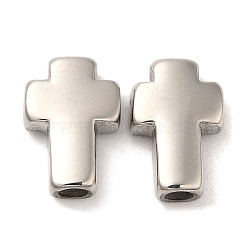 Non-Tarnish 304 Stainless Steel Beads, Cross, Stainless Steel Color, 14~15x10x4mm, Hole: 2.7mm(STAS-F243-01P)