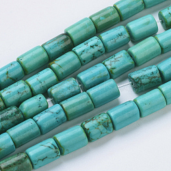 Natural Magnesite Beads Strands, Dyed, Column, Dark Cyan, 8x6mm, Hole: 1mm,  about 49pcs/strand, 15.4 inch(TURQ-K003-21D)