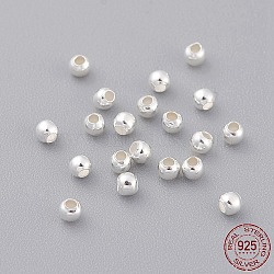 Sterling Silver Spacer Beads, Seamless Round, Silver, 2mm, Hole: 0.7~1mm(X-STER-A010-2mm-239A)