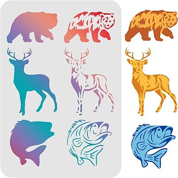 Large Plastic Reusable Drawing Painting Stencils Templates, for Painting on Scrapbook Fabric Tiles Floor Furniture Wood, Rectangle, Animal Pattern, 297x210mm