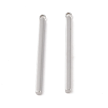 304 Stainless Steel Pendants, Cuboid/Bar Charm, Stainless Steel Color, 32.5x2.5x2mm, Hole: 1.4mm