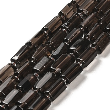 Natural Ice Obsidian Beads Strands, with Seed Beads, Faceted, Column, 8.5~11x5.5~6.5mm, Hole: 1mm, about 14~15pcs/strand, 7.48''(19cm)