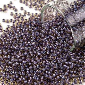 TOHO Round Seed Beads, Japanese Seed Beads, (926) Inside Color Light Topaz/Opaque Lavender Lined, 11/0, 2.2mm, Hole: 0.8mm, about 1110pcs/bottle, 10g/bottle