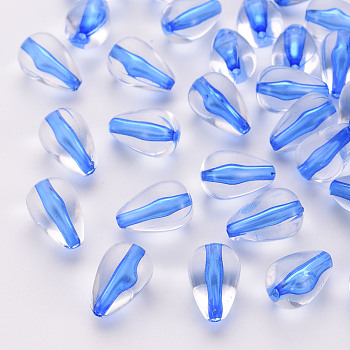 Transparent Acrylic Beads, Teardrop, Royal Blue, 14.5x9.5mm, Hole: 1.6mm, about 600pcs/500g