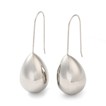 304 Stainless Steel Dangle Earrings, Teardrop, Stainless Steel Color, 42x15mm