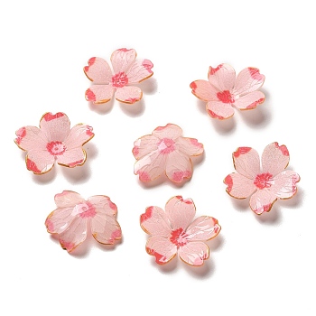 Flower Bead Cap, for DIY Jewelry Making, Pink, 25~28x5~7mm, Hole: 0.9~1mm