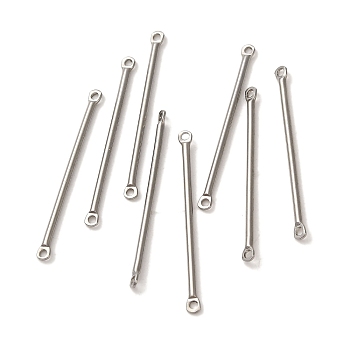 304 Stainless Steel Links, Bar Connector Charms, Stainless Steel Color, 35x2.5x1.5mm, Hole: 1.4mm