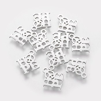 201 Stainless Steel Charms, Inspirational Message Charms, Laser Cut, Word Hope, Stainless Steel Color, 13.5x12x1.2mm, Hole: 1.5mm