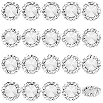 20Pcs Alloy Rhinestone Shank Buttons, 1-Hole, Flower, Crystal, 20x10.5mm, Hole: 1.6mm