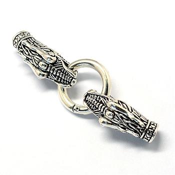 Alloy Spring Gate Rings, O Rings, with Cord Ends, Dragon, Antique Silver, 6 Gauge, 80mm