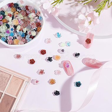 Olycraft 240Pcs 12 Style Camellia Transparent Resin Cabochons(MRMJ-OC0003-41)-6