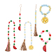 Crafans 6Pcs 6 Style Wood & Fringed Beaded Pendant Decoration(HJEW-CF0001-15)-1