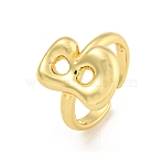 Brass Letter Open Cuff Rings for Women, Cadmium Free & Lead Free, Adjustable, Real 18K Gold Plated, Letter B, 15~16.5x7~16.5mm(RJEW-G313-01B-G)