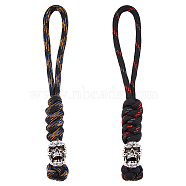 2Pcs 2 Colors Braided Polyester EDC Knife Parachute Lanyard Alloy Skull Bead Pendant Decoration for Men, Mixed Color, 12.3cm, 1pc/color(HJEW-HY0001-07)