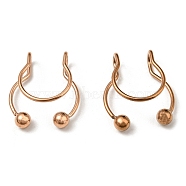 304 Stainless Steel Clip on Nose Rings, Wire Wrap No Piercing Nose Rings, Rose Gold, 15x13x4.5mm(AJEW-P109-01RG)