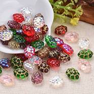 Czech Glass Beads, AB Color Plated/Gold Inlay Color, Grape, Mixed Color, 14x10.5~11x6.5~7mm, Hole: 1mm, about 117pcs~123pcs/bag(LAMP-D180-10)