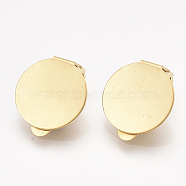 304 Stainless Steel Clip-on Earring Findings, with Round Flat Pad, Flat Round, Golden, Tray: 14mm, 18x14x6.5mm, Hole: 3mm(X-STAS-T045-33D-G)