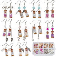 DIY Jewelry Set Making Kit, Including Glass Wishing Bottle & Alloy Pendants, Glass Beads, Iron Chains, Brass Earring Hooks & Jump Rings & Pins, Mixed Color, Pendant: 34Pcs/set(DIY-SC0017-30)