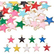 Brass Charms, Enamelled Sequins, Raw(Unplated), Star, Mixed Color, 10.5x10x1.5mm, Hole: 1mm, 45pcs/box(KK-PH0036-27)