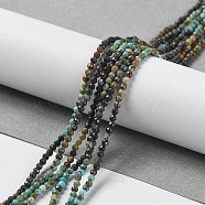 Natural HuBei Turquoise Beads Strands, Round Beads, Faceted, 2x2mm, Hole: 0.5mm, about 190~195pcs/strand, 14.96''~15.35''(38~39cm)(G-D080-A02)