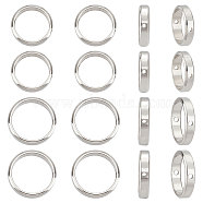 16Pcs 2 Styles 201 Stainless Steel Bead Frames, Ring, Stainless Steel Color, 12~14x3mm, 10~12mm inner diameter, Hole: 1mm, 8pcs/style(STAS-UN0042-91)