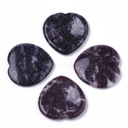 Natural Lepidolite Thumb Worry Stone, Pocket Palm Stones, for Healing Reiki Stress Relief, Heart Shape, 39~40x39~40x5~6mm(X-G-N0325-01D)