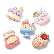Opaque Resin Imitation Food Decoden Cabochons, Cake & Ice Cream, Mixed Shapes, Mixed Color, 22.5~29x19~26x8~9mm(RESI-R448-09)
