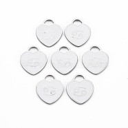 304 Stainless Steel Pendants, with Enamel, Heart with 12 Constellations, Cancer, 16.5x14.5x1.5mm, Hole: 3x3.5mm(STAS-S117-025L)