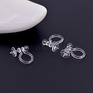 Plastic Clip-on Earring Findings, Clear, 10.5x11x5mm, pin: 0.7mm(X-KY-F007-04-5mm)