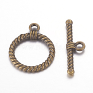 ibetan Style Alloy Toggle Clasps, Cadmium Free & Nickel Free & Lead Free, Antique Bronze, 22.5x18mm, Hole: 2mm(MLF1298Y-NF)