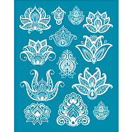 Silk Screen Printing Stencil, for Painting on Wood, DIY Decoration T-Shirt Fabric, Flower Pattern, 100x127mm(DIY-WH0341-158)