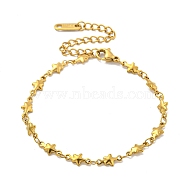 Star 304 Stainless Steel Link Chains Bracelets for Women, Golden, 8-7/8 inch(22.5cm)(BJEW-B059-01G-03)