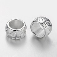Rondelle Tibetan Style Alloy Beads, Lead Free & Nickel Free & Cadmium Free, Large Hole Beads, Silver Color Plated, 13x8mm, Hole: 10mm(K0NHD022)