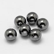 Non-magnetic Synthetic Hematite Beads, Half Drilled, Round, 5mm, Hole: 1mm(G-P162-02-5mm)
