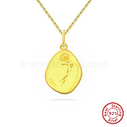 Birth Flower Style 925 Sterling Silver Pendant Necklaces, Real 14K Gold Plated, 17.91 inch(45.5cm)(STER-M116-05F-G)