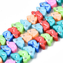 Handmade Polymer Clay Beads Strands, Mouse, Mixed Color, 9~13x5~8x4~4.5mm, Hole: 1.6mm, about 40~41pcs/strand, 9.84 inch~10.24 inch(25~26cm)(CLAY-N008-059)