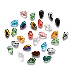 Mixed Style Glass Beads, Faceted, Teardrop, Mixed Color, 12x8mm, Hole: 1.6mm, about 100pcs/bag(GLAA-O021-01C-M)