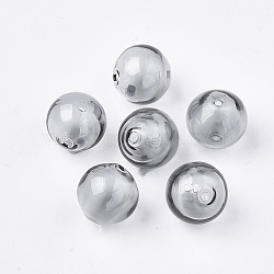 Handmade Blown Glass Beads, Round, Dark Gray, 14x14mm, Hole: 1~2mm(X-BLOW-T001-32A-06)