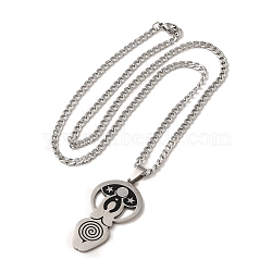 Yoga Theme 304 Stainless Steel Enamel Pendant Necklaces, Stainless Steel Color, 23.31 inch(59.2cm)(NJEW-D066-07B-P)