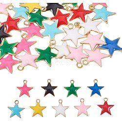 Brass Charms, Enamelled Sequins, Raw(Unplated), Star, Mixed Color, 10.5x10x1.5mm, Hole: 1mm, 45pcs/box(KK-PH0036-27)
