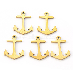 PVD Vacuum Plating 201 Stainless Steel Pendants, Laser Cut, Anchor, Real 18K Gold Plated, 17x13x1mm, Hole: 1.2mm(STAS-N092-59G)